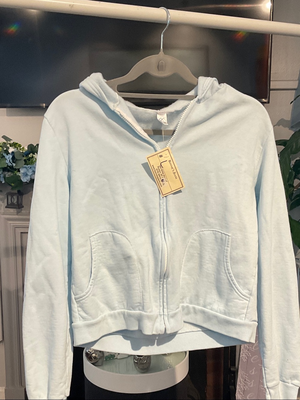 Light Blue Zip-Up Hoodie Sweatshirt - Brand Unknown